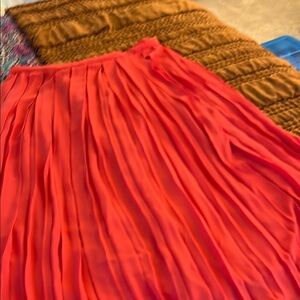 Elegant Red Pleated Skirt